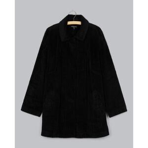 Eileen Fisher Organic Cotton Plush Corduroy Boxy Oversized Jacket Black Sz Small
